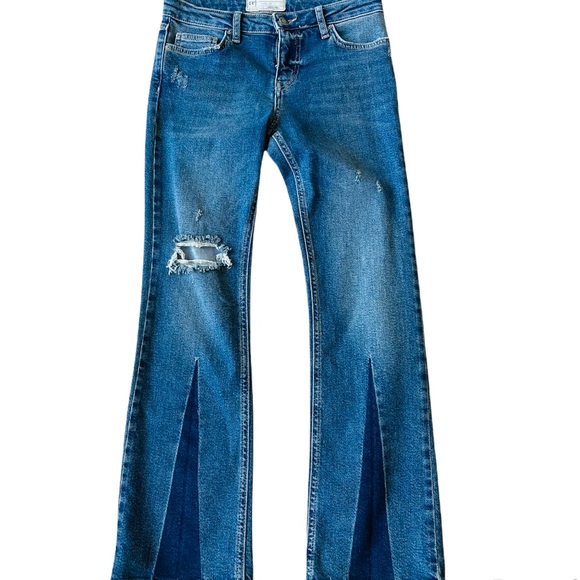 Free People Color Blocked Cropped Flare Women’s Jean - Picture 13 of 14